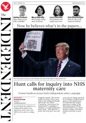 The Independent (UK) Newspaper Front Page for 7 February 2020