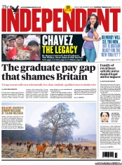 The Independent (UK) Newspaper Front Page for 7 March 2013