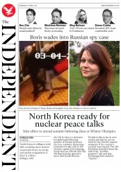 The Independent (UK) Newspaper Front Page for 7 March 2018