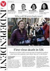 The Independent (UK) Newspaper Front Page for 7 March 2020