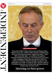 The Independent (UK) Newspaper Front Page for 7 July 2016