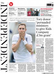 The Independent (UK) Newspaper Front Page for 7 August 2015