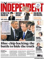 The Independent Newspaper Front Page (UK) for 7 September 2013