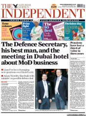 The Independent Newspaper Front Page (UK) for 8 October 2011