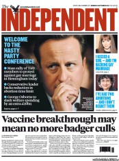 The Independent Newspaper Front Page (UK) for 8 October 2012