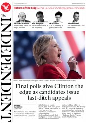 The Independent (UK) Newspaper Front Page for 8 November 2016