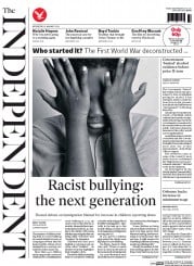 The Independent (UK) Newspaper Front Page for 8 January 2014