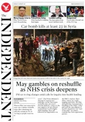 The Independent (UK) Newspaper Front Page for 8 January 2018