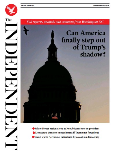 The Independent Newspaper Front Page (UK) for 8 January 2021