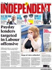 The Independent Newspaper Front Page (UK) for 8 April 2013
