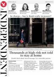 The Independent (UK) Newspaper Front Page for 8 April 2020