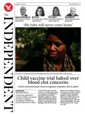 The Independent (UK) Newspaper Front Page for 8 April 2021