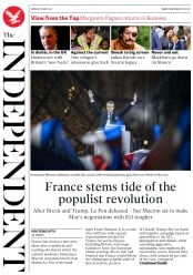 The Independent (UK) Newspaper Front Page for 8 May 2017