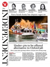 The Independent (UK) Newspaper Front Page for 8 May 2021