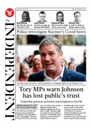 The Independent (UK) Newspaper Front Page for 8 May 2022