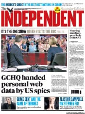 The Independent (UK) Newspaper Front Page for 8 June 2013