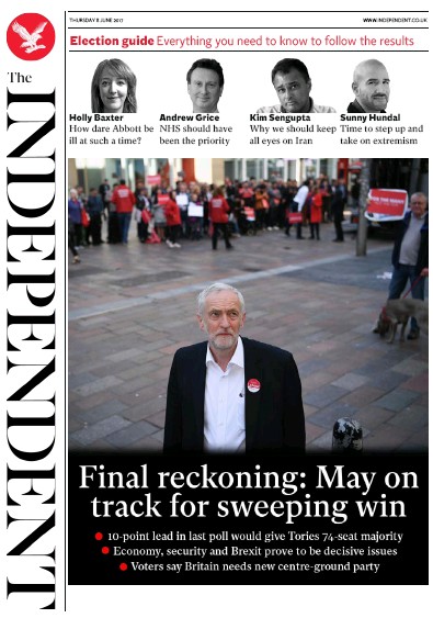 The Independent Newspaper Front Page (UK) for 8 June 2017