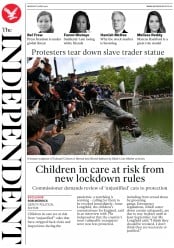 The Independent (UK) Newspaper Front Page for 8 June 2020