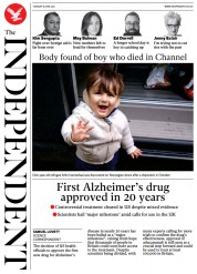 The Independent (UK) Newspaper Front Page for 8 June 2021