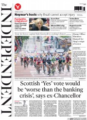 The Independent (UK) Newspaper Front Page for 8 July 2014