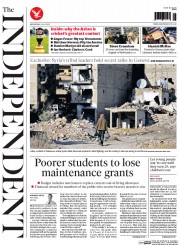 The Independent (UK) Newspaper Front Page for 8 July 2015
