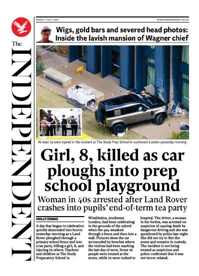 The Independent Newspaper Front Page (UK) for 8 July 2023