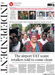 The Independent (UK) Newspaper Front Page for 8 August 2015