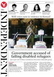 The Independent (UK) Newspaper Front Page for 8 August 2017
