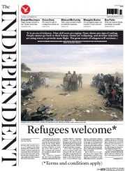 The Independent (UK) Newspaper Front Page for 8 September 2015