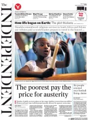 The Independent (UK) Newspaper Front Page for 9 December 2013
