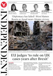 The Independent (UK) Newspaper Front Page for 9 December 2016