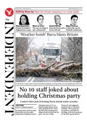 The Independent (UK) Newspaper Front Page for 9 December 2021