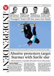The Independent (UK) Newspaper Front Page for 9 February 2022