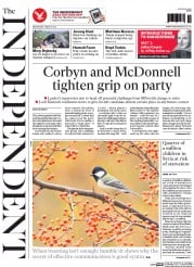 The Independent (UK) Newspaper Front Page for 9 March 2016