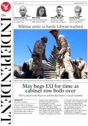 The Independent (UK) Newspaper Front Page for 9 April 2019