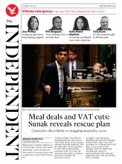 The Independent (UK) Newspaper Front Page for 9 July 2020