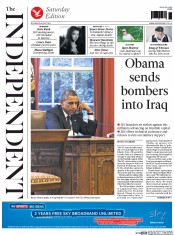 The Independent (UK) Newspaper Front Page for 9 August 2014