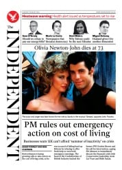 The Independent front page for 9 August 2022