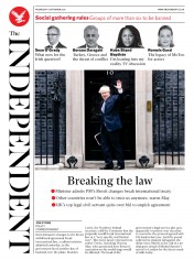 The Independent (UK) Newspaper Front Page for 9 September 2020