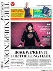 The Independent on Sunday (UK) Newspaper Front Page for 10 August 2014