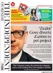 The Independent on Sunday (UK) Newspaper Front Page for 11 May 2014