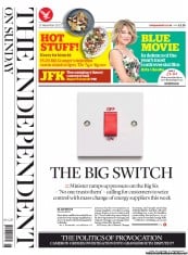 The Independent on Sunday (UK) Newspaper Front Page for 17 November 2013