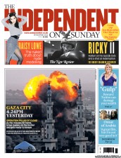 The Independent on Sunday (UK) Newspaper Front Page for 18 November 2012