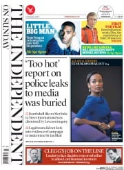 The Independent on Sunday (UK) Newspaper Front Page for 19 January 2014