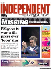 The Independent on Sunday (UK) Newspaper Front Page for 19 May 2013