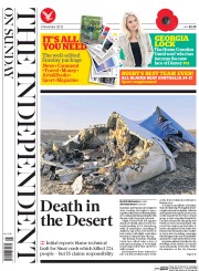 The Independent on Sunday (UK) Newspaper Front Page for 1 November 2015