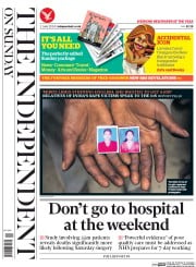 The Independent on Sunday (UK) Newspaper Front Page for 1 June 2014