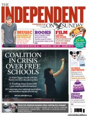 The Independent on Sunday (UK) Newspaper Front Page for 20 October 2013