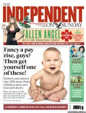 The Independent on Sunday (UK) Newspaper Front Page for 23 December 2012