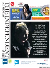 The Independent on Sunday (UK) Newspaper Front Page for 23 February 2014